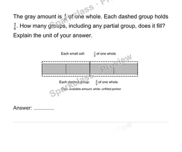Interpret fractional groups and remainders — Grade 6 problem preview