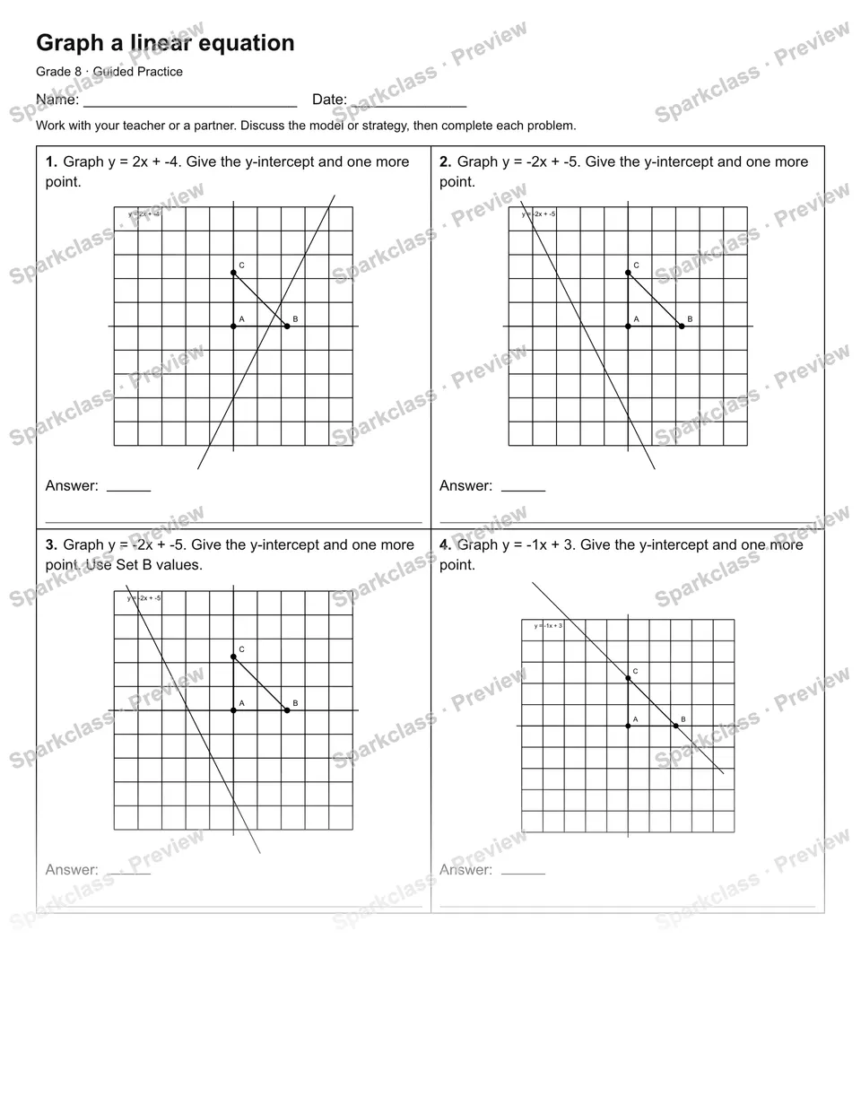 Graph a linear equation — Guided Practice — page 1