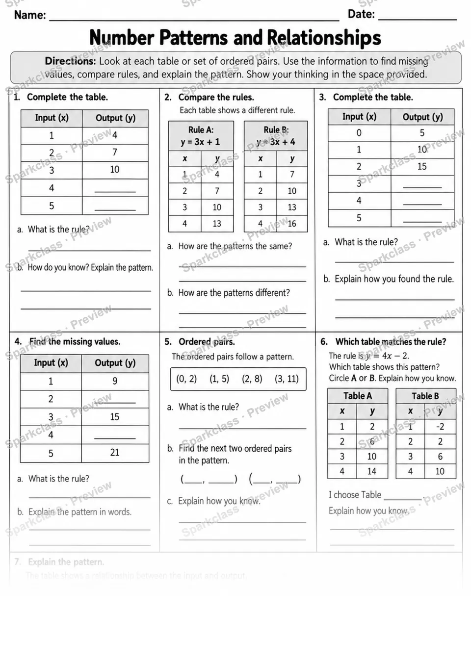Number Patterns and Relationships — page 1