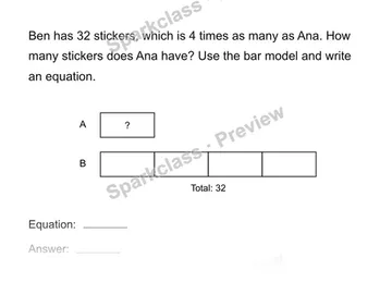 Model an unknown quantity — Grade 4 problem preview