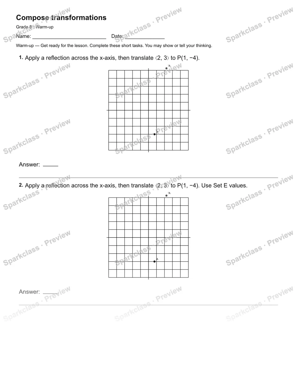 Compose transformations — Warm-up — page 1