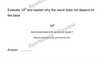 Interpret zero and negative exponents — Grade 8 problem preview