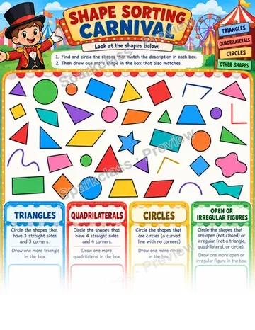Shape Sorting Carnival — Grade 1 worksheet preview