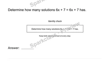 Identify infinitely many solutions — Grade 8 problem preview