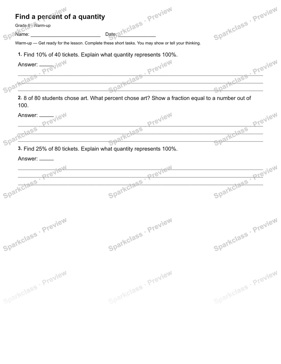 Find a percent of a quantity — Warm-up — page 2