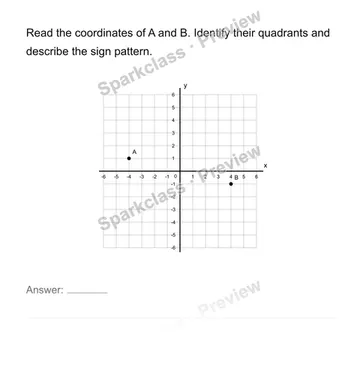 Use four quadrants, reflections and axis-aligned distances — Grade 6 problem preview