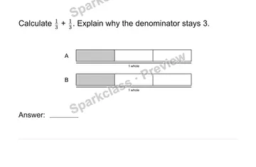Add and subtract like-denominator fractions — Grade 4 problem preview