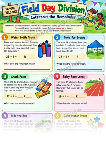 Interpret Remainders — Grade 4 worksheet preview