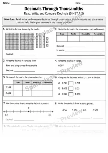 5.NBT.A.2 · 2 Decimal Place Value Variant 01 Lowcoverage — Grade 5 worksheet preview