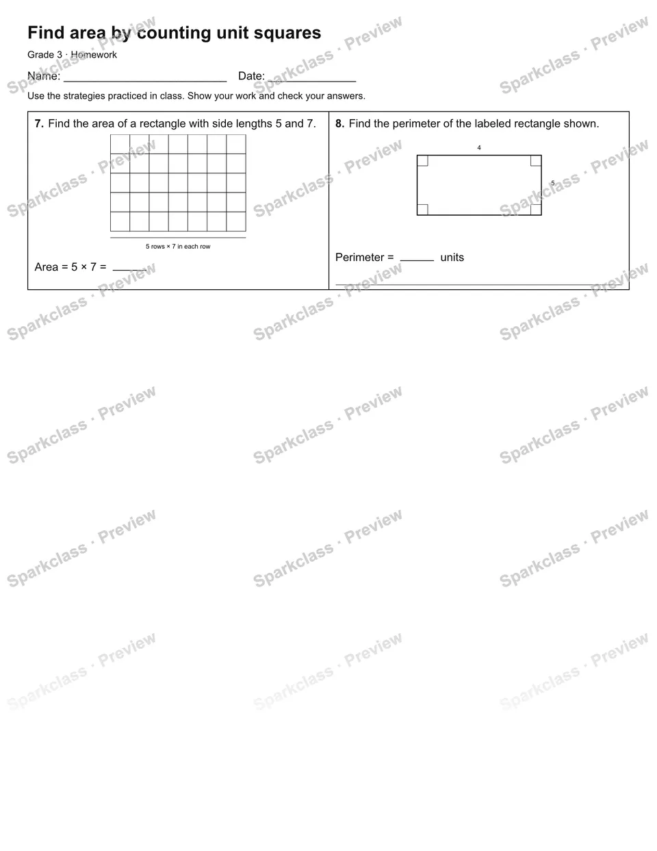 Find area by counting unit squares — Homework — page 2