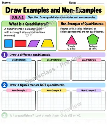 Draw Examples And Nonexamples — Grade 3 worksheet preview