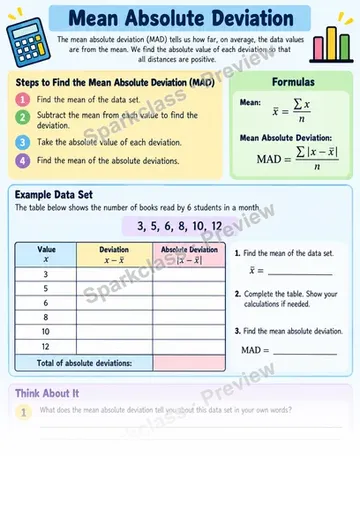 Mean Absolute Deviation — Grade 6 worksheet preview