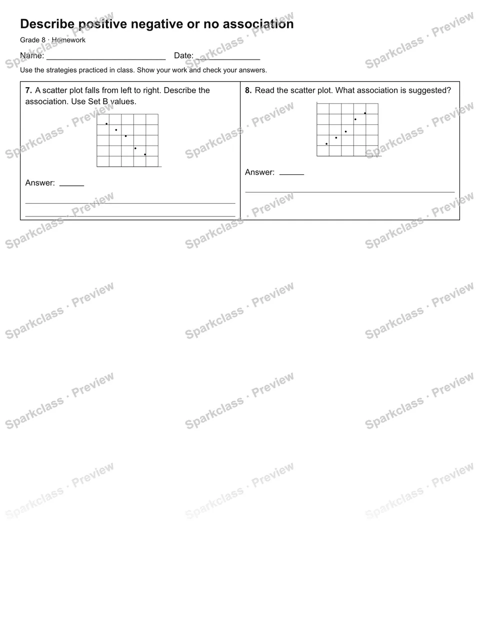 Describe positive negative or no association — Homework — page 2