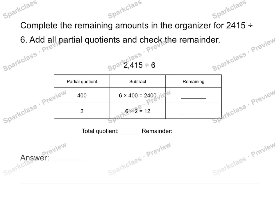 Record each partial quotient — page 1