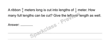 Apply fraction division in contexts — Grade 6 problem preview