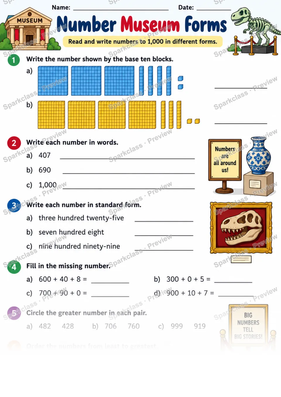 2.NBT.A.3 · Number Museum — page 1