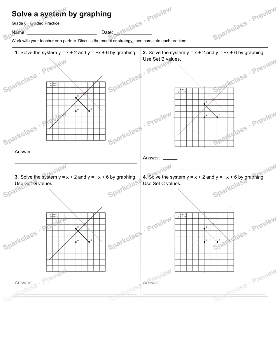 Solve a system by graphing — Guided Practice — page 1