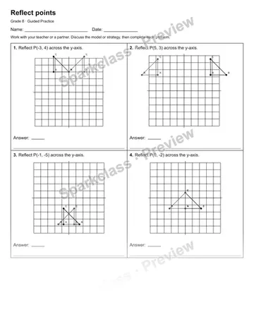 Reflect points — Guided Practice — Grade 8 worksheet preview