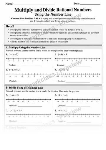 7.NS.A.2 · Multiplying and Dividing Rational Numbers · Variant 2 — Grade 7 worksheet preview