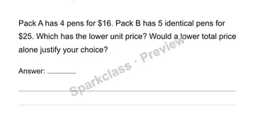 Unit prices and constant speed — Grade 6 problem preview