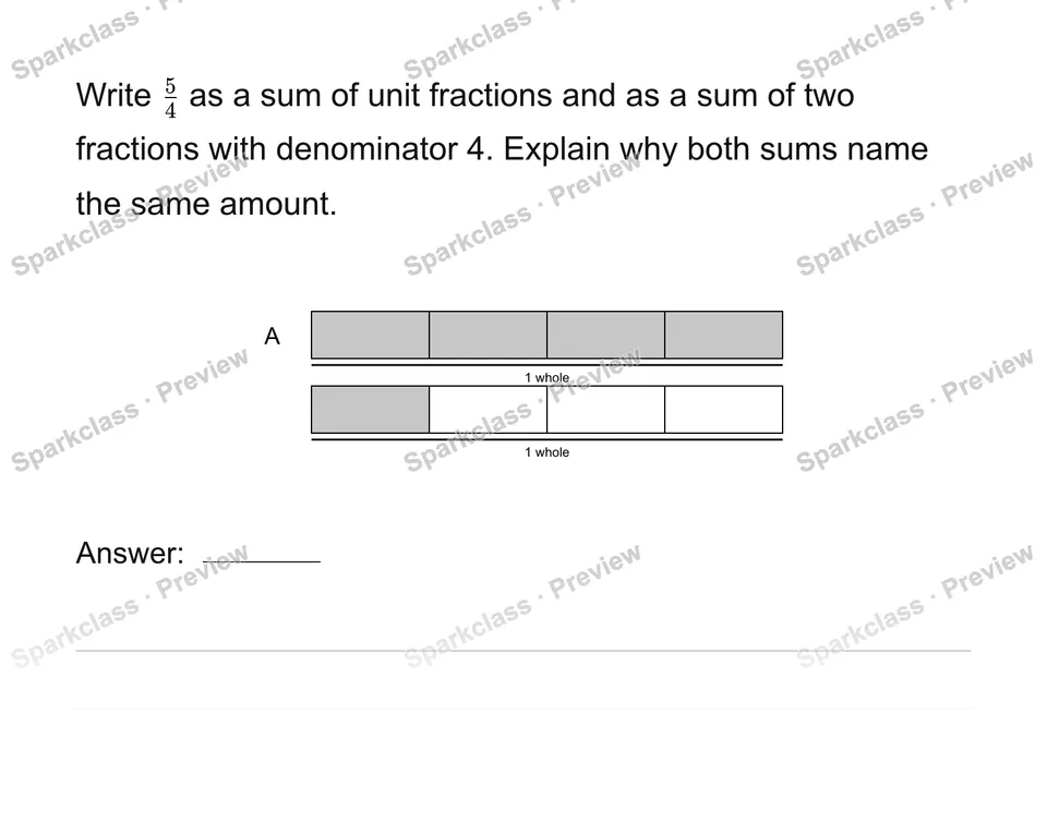 Decompose a fraction in two ways — page 1