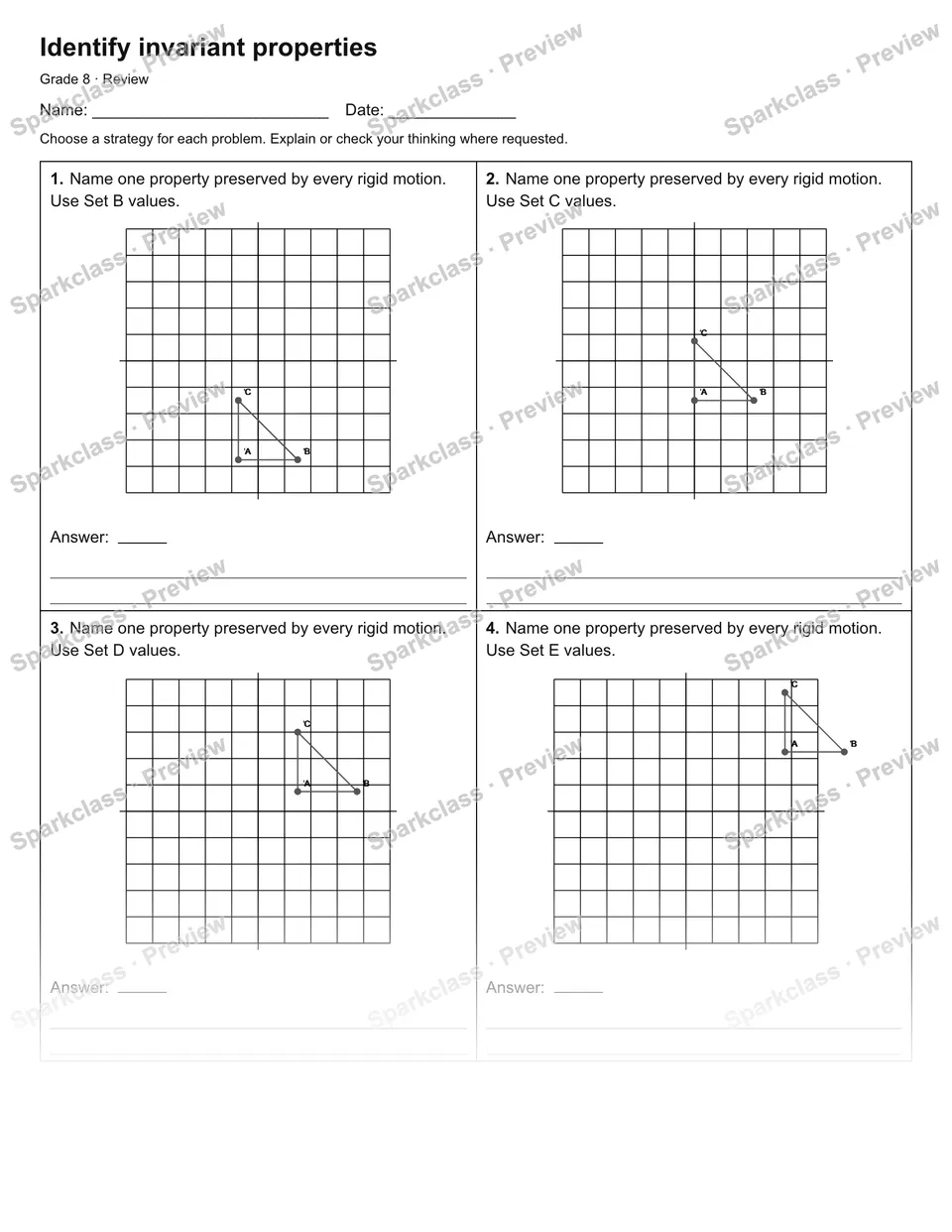 Identify invariant properties — Review — page 1