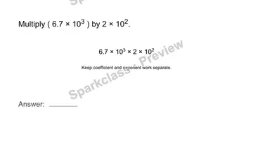 Multiply in scientific notation — Grade 8 problem preview