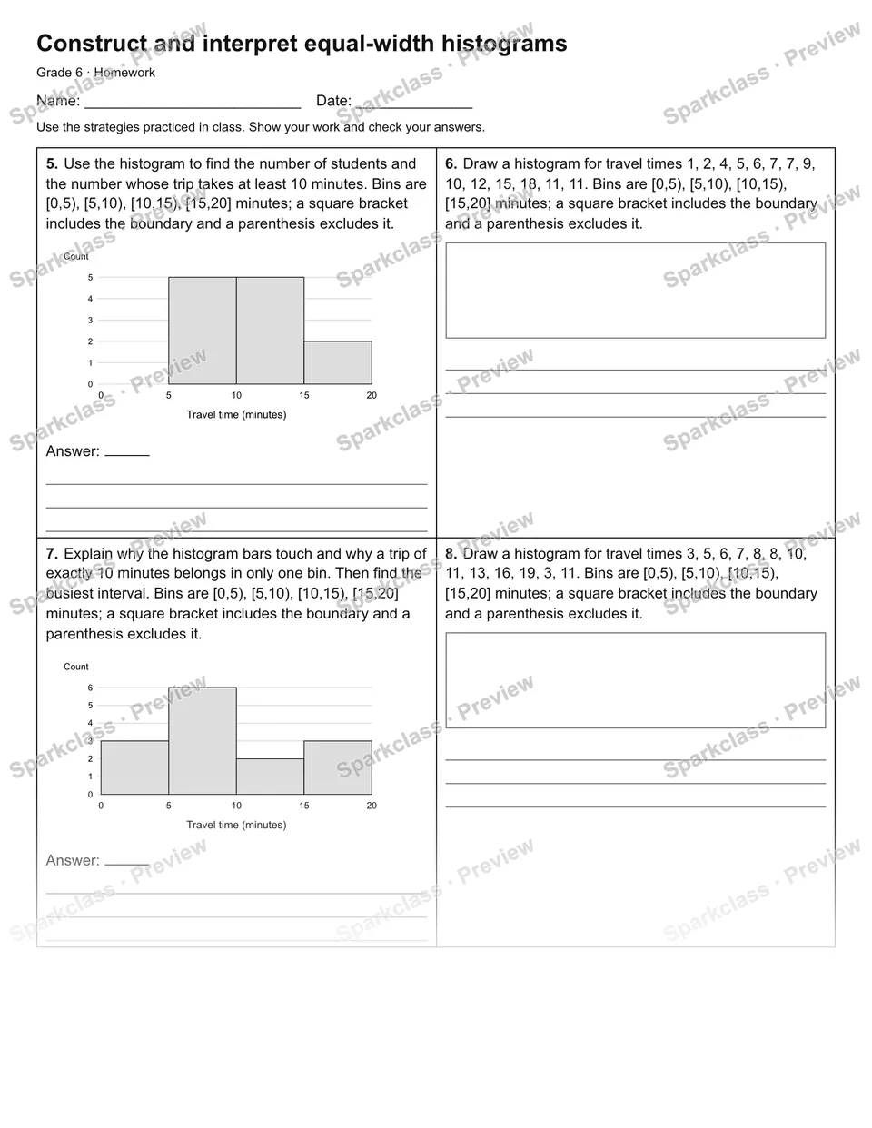Construct and interpret equal-width histograms — Homework — page 2