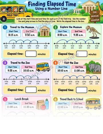 Elapsed Time Number Line 01 — Grade 3 worksheet preview