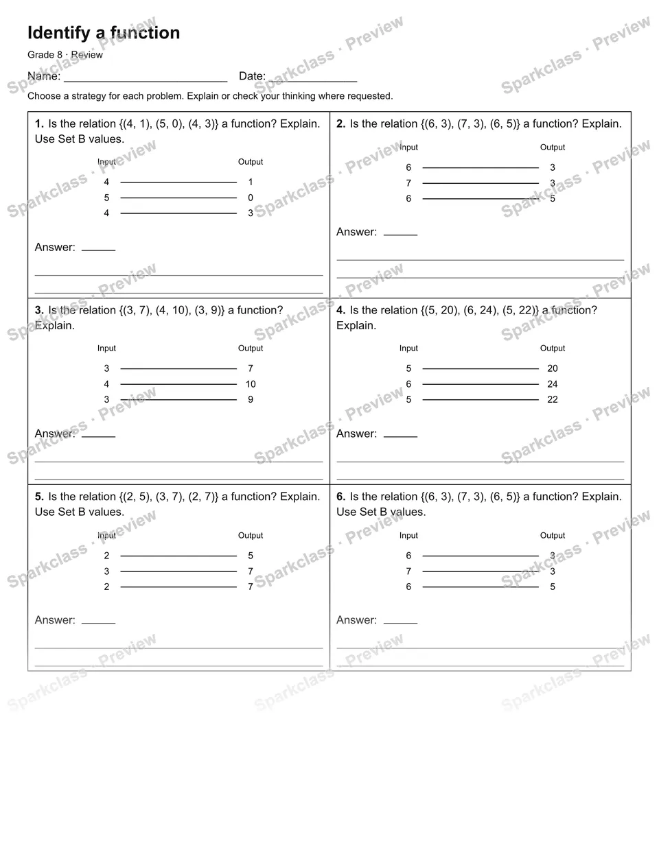 Identify a function — Review — page 1
