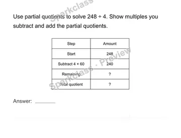 Use partial quotients — Grade 4 problem preview