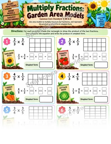 Multiply a Fraction by a Fraction — Grade 5 worksheet preview