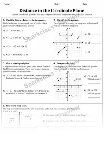 8.G.B.8 · 8 Distance Coordinate Map Missing Endpoints Final — Grade 8 worksheet preview