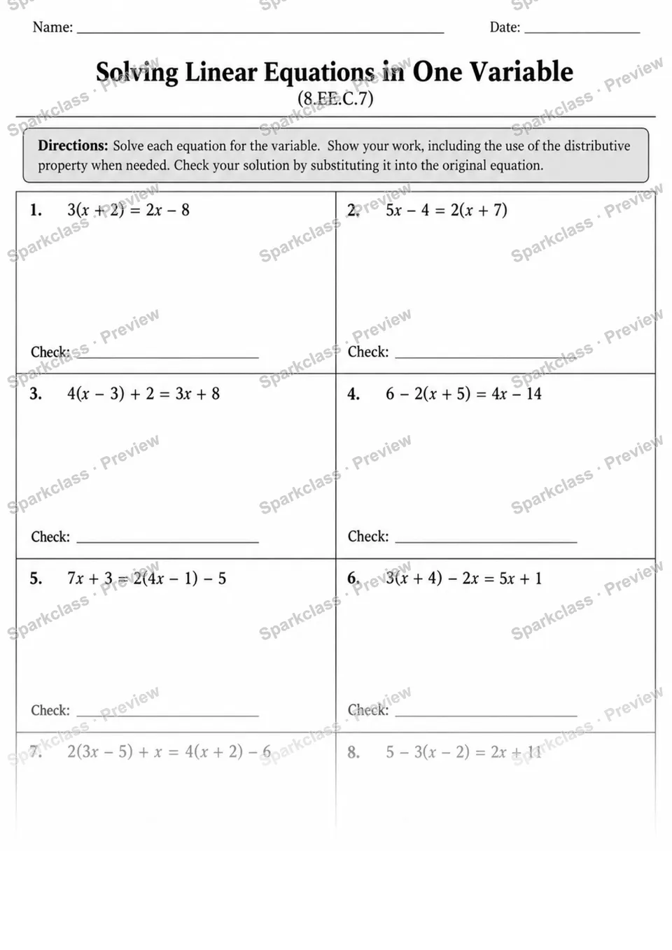 8.EE.C.7 · 7 Linear Equations Rational Coefficients Final — page 1
