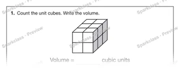 1. Count the unit cubes. Write the volume. Volume = cubic units — Grade 5 problem preview
