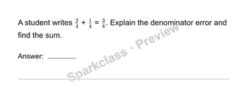 Add and subtract like-denominator fractions — Grade 4 problem preview
