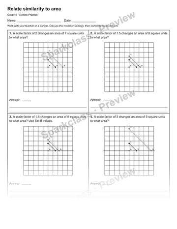 Relate similarity to area — Guided Practice — Grade 8 worksheet preview