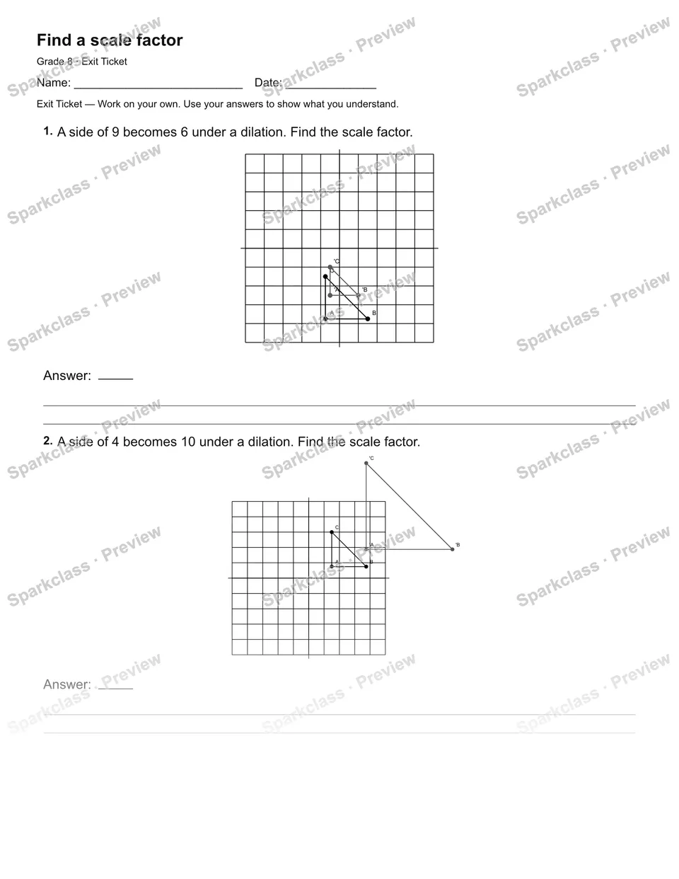 Find a scale factor — Exit Ticket — page 1