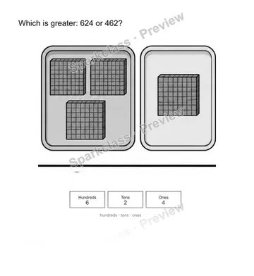 Compare hundreds — Grade 2 problem preview