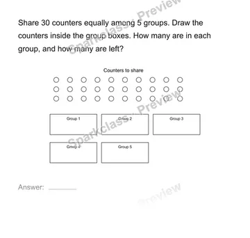 Share counters equally — Grade 4 problem preview