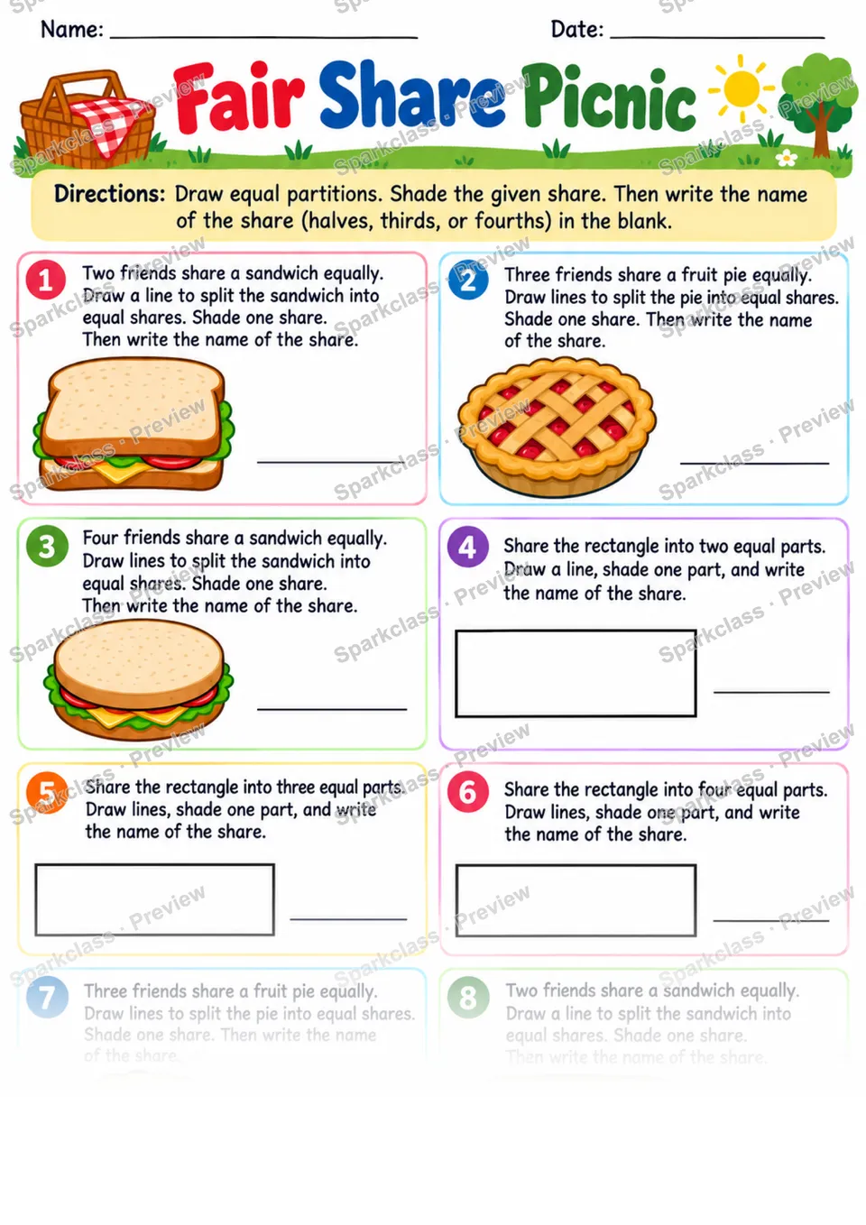 2.G.A.3 · Fair Share Picnic — page 1