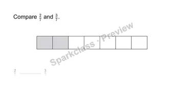 Compare same denominators — Grade 3 problem preview