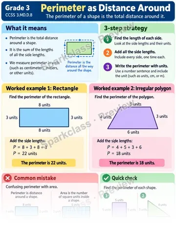 Knowledge Guide · Perimeter as Distance Around — Grade 3 worksheet preview