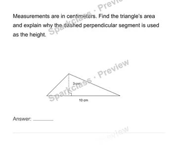 Derive and apply triangle area — Grade 6 problem preview