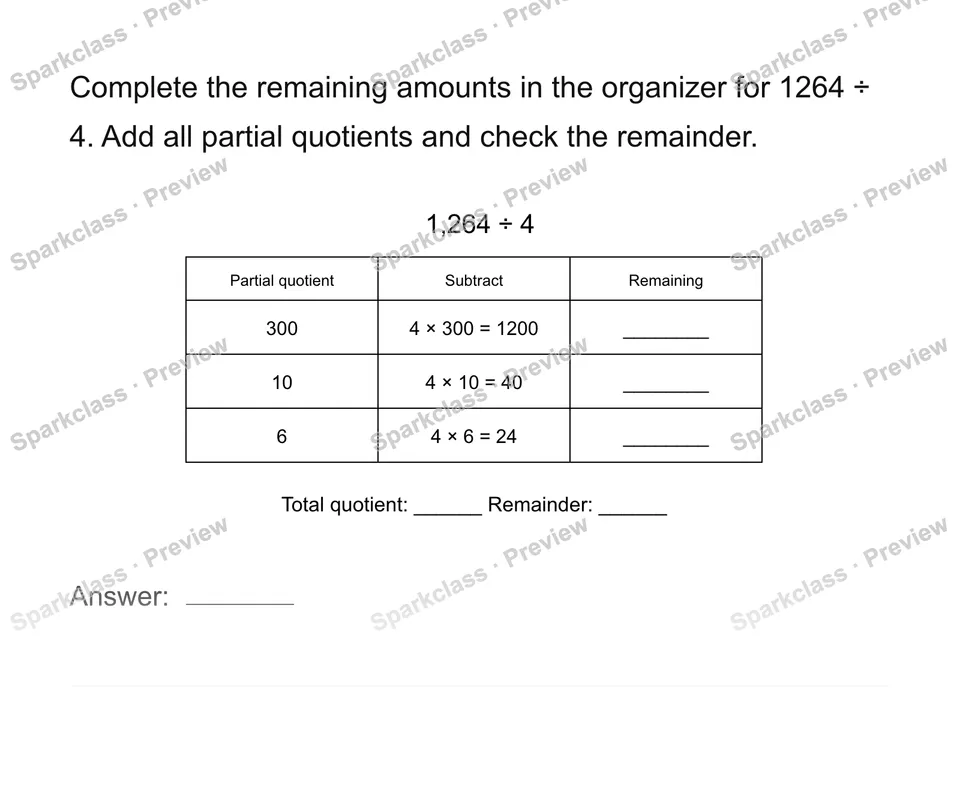 Record each partial quotient — page 1