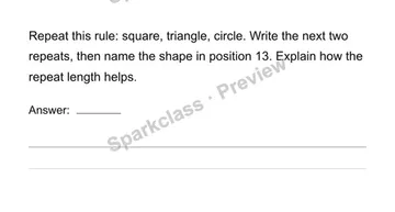 Generate a repeating shape pattern — Grade 4 problem preview