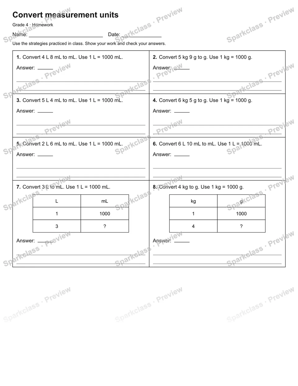 Convert measurement units — Homework — page 1