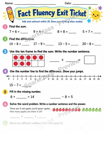 2.OA.B.2 · Fact Fluency Exit — Grade 2 worksheet preview
