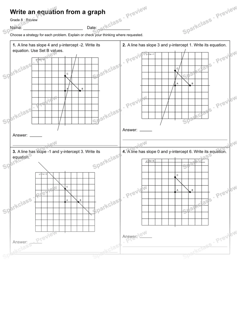 Write an equation from a graph — Review — page 1