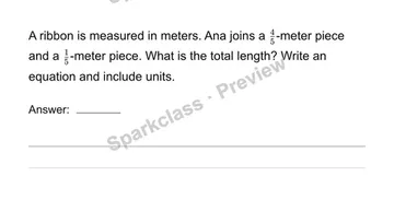 Solve fraction addition and subtraction stories — Grade 4 problem preview